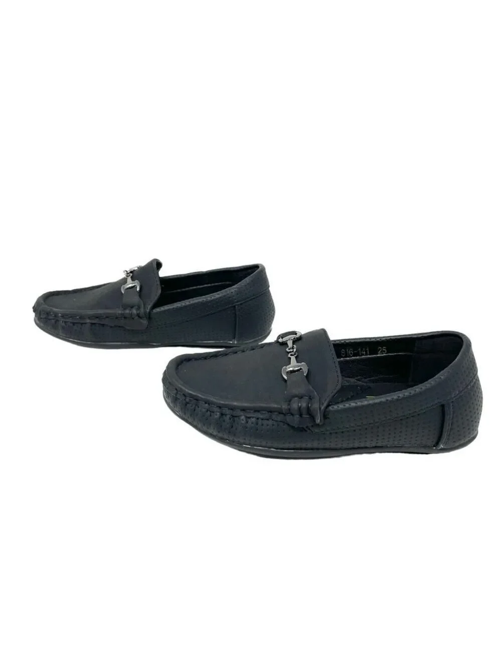 Ket Importa Black Peforated Horsebit Driving Loafers Size 25/ 9 (Little Boy)